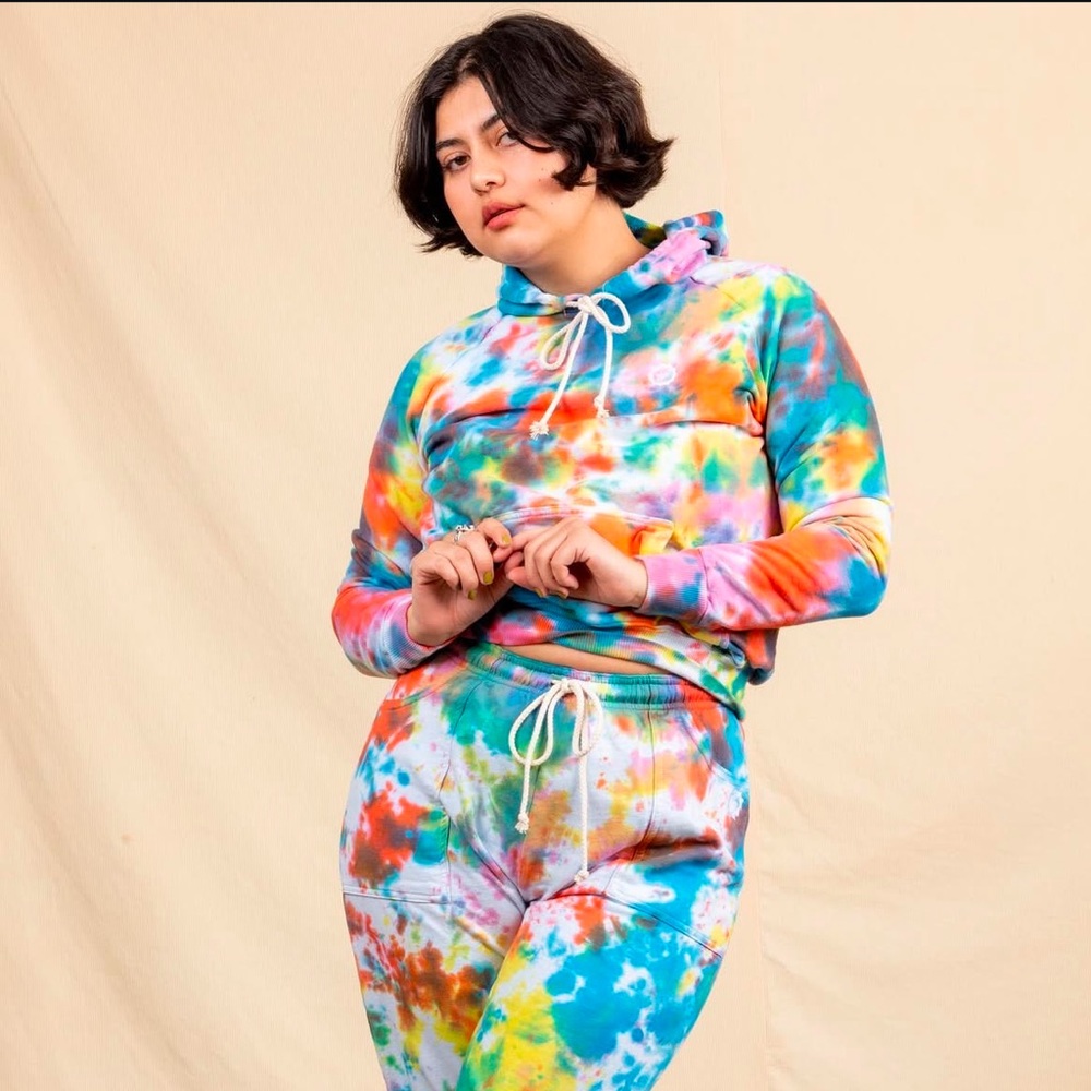 Big Bud Press Rainbow Splotch Lightweight Tie Dye Hoodie XXS